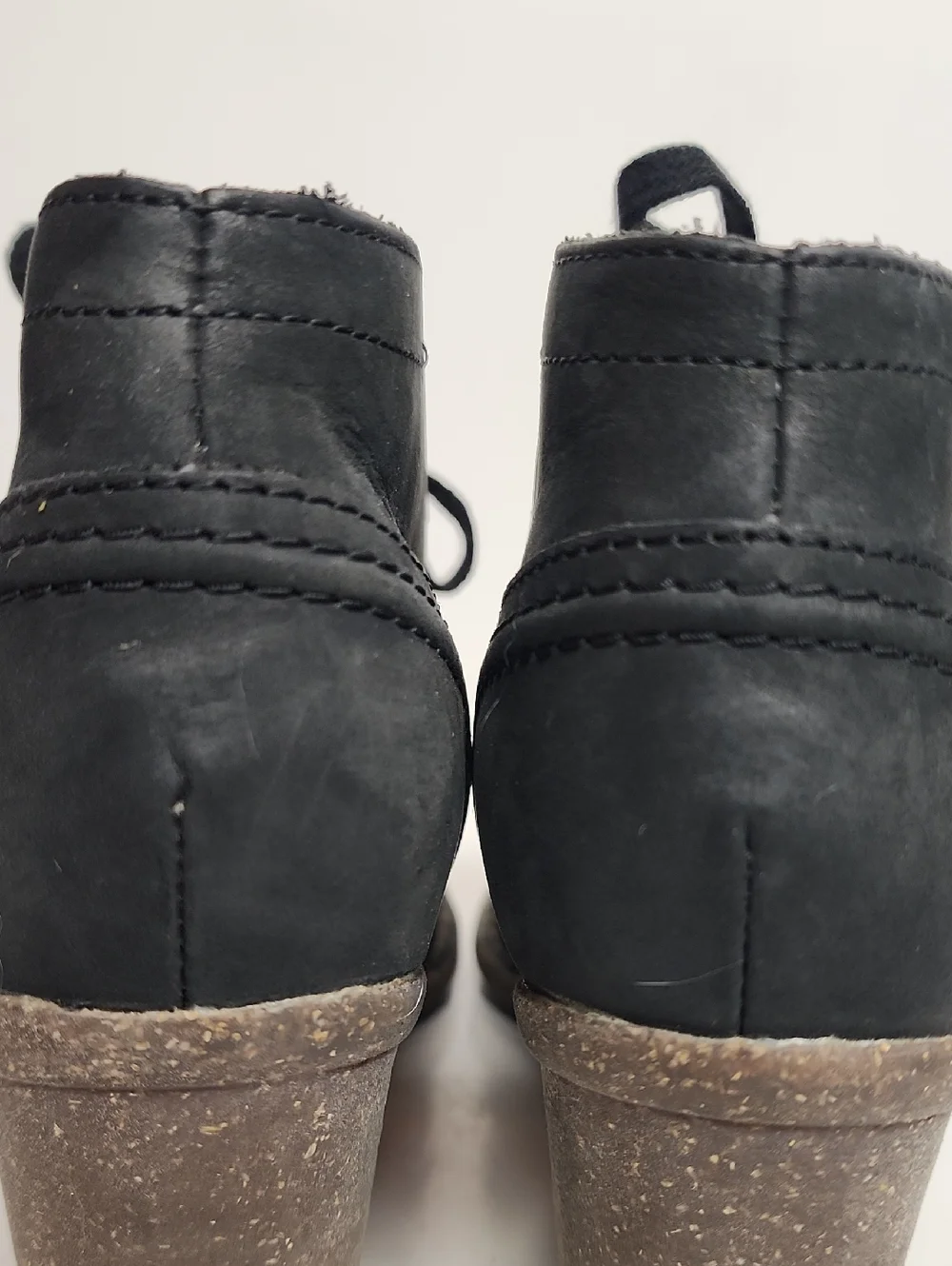 Clarks Unstructured Black Lace-Up Nubuck Ankle Booties with Block Heel Size 8.5